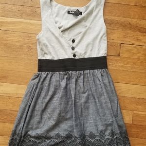 Planet Gold Fit & Flare Gray Dress with Pockets